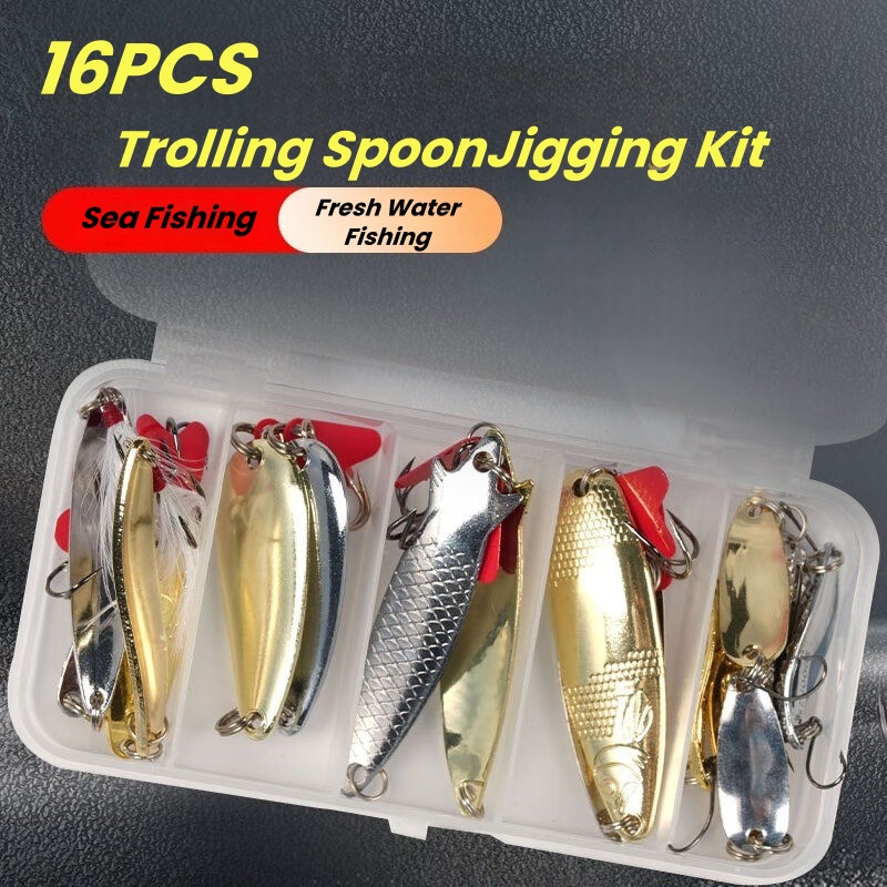 낚시 루어 키트 16종 세트 트롤링 지깅 루어 금속 스 - Fishing Lure Spinnerbait 리뷰 및 가격